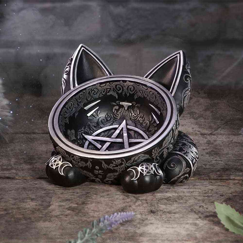 Nemesis Now - Black Cat Magic 16cm Trinket dish - Black/Silver coloured